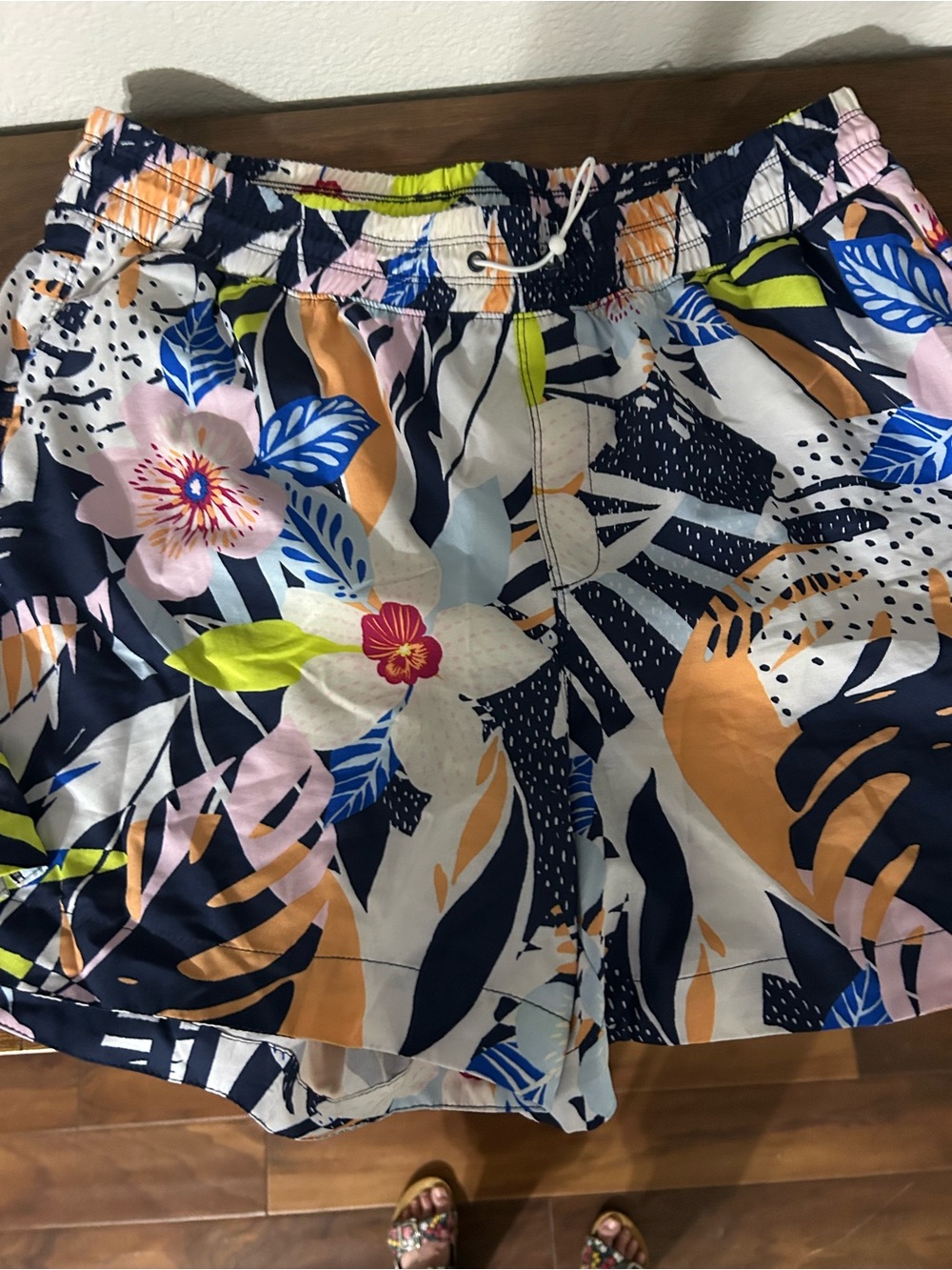 Old Navy Floral Swim Shorts - Navy, White & Pink